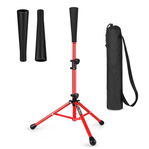 Batting Tee,Baseball Tee,Softball Tee, for Kids,Teens,Adults Baseball Hitting Practicing. Include 2 Pcs Replaceable Rubber Ball Seat and Carrying Bag.Adjustable Height - color: red