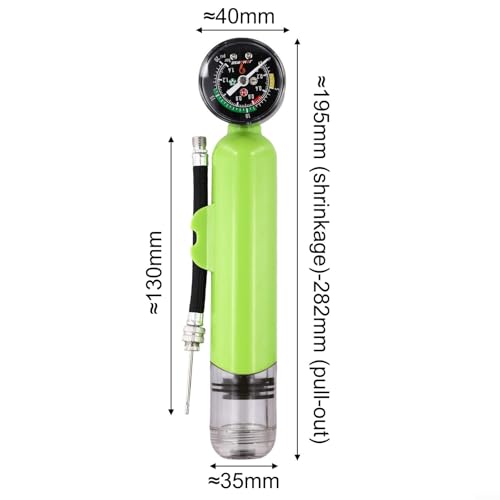 Portable Hand Pump for Sports Balls with Pressure Gauge, Air Pump for Basketball Football Volleyball, Wear-Resistant ABS Inflator(green)