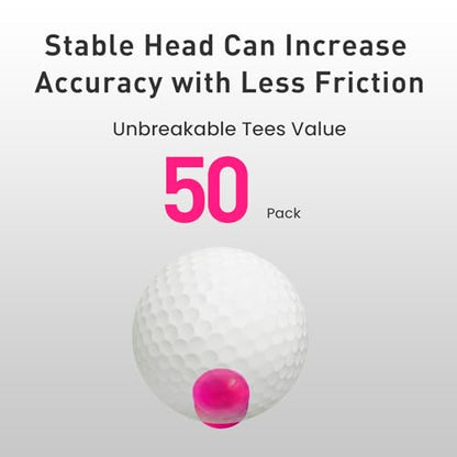 Amy Sport Golf Tees Step Down Plastic Unbreakable 50 Pack Reusable Bulk Professional Height Control Castle Tee for Practice - color: 50 Pack 1" in Rose