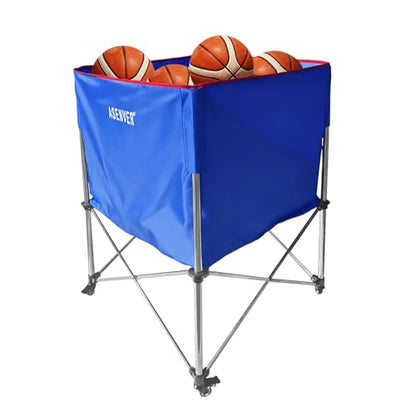 Large Capacity Basketball Collecting Cart Portable Volleyball Hopper Removabale Ball Storage Caddy with Lockable Wheels