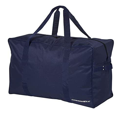 Winnwell Basic Carry Hockey Bag - Large Heavy Duty Sports Equipment Storage Bag - Multiple Sizes Bag For Hockey Player Gear - color: Navy, size: Junior