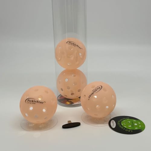 PickleStar Gen 2 Premium LED Pickleball Balls - Next-Generation Glow & Perfectly Balanced Bounce for Advanced Players, Robust and Reliable, 4 Pack with Long-Life Batteries - color: Soft Ivory