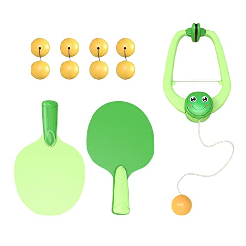 Hanging Table Tennis Parent Child Interaction Toy Hanging Pingpong Ball Training Hanging Pingpong Self Training Set for Kids Training Device, 9 Balls Green