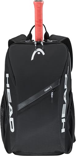 HEAD Tour Tennis Backpack 25L - Holds 2 Racquets, Shoe Compartment, Phone Pocket, Water Bottle & Ball Can Pockets - color: Black
