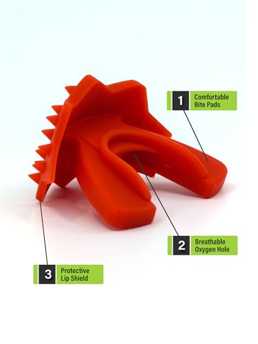 Loudmouth Football Mouth Guard - 3D SpikeSurge Football Mouthpiece with Strap, Fits Adult & Youth, Mouth Guard Football Accessories (Bengal Orange) - color: Bengal Orange