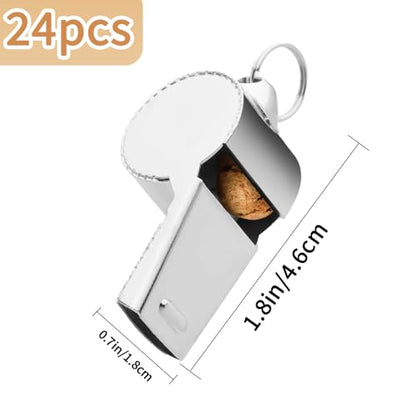 Bsofing Whistle 24 Packs Referee Whistle for Teachers Coaches Whistles with Lanyard Stainless Steel Whistles Loud Crisp Sound, Great for Coaches Referees and Officials - style: 24 Pcs
