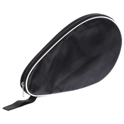 Oxford Cloth Table Tennis Racket Storage Bag with Fixed Ball Holder Protective Organizer for Paddle Gourd Shape Design with Smooth Zipper Portable Sports Carry Case in Black