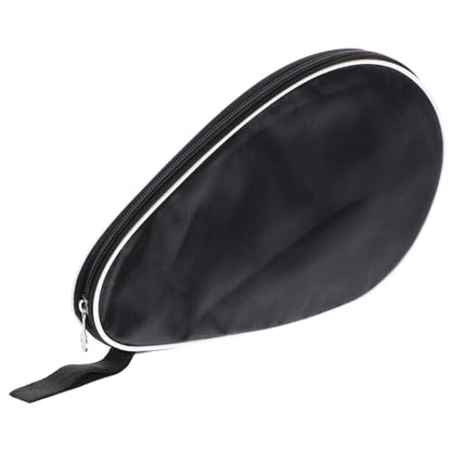 Oxford Cloth Table Tennis Racket Storage Bag with Fixed Ball Holder Protective Organizer for Paddle Gourd Shape Design with Smooth Zipper Portable Sports Carry Case in Black