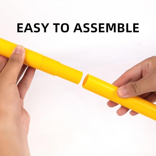 6 Pcs 5FT Adjustable Agility Training Poles for Soccer,Basketball,Football,Dog,Horse Training-Speed and Agility Training Equipment Sports Training Sticks with Stainless Steel Ground Nails - color: Yellow