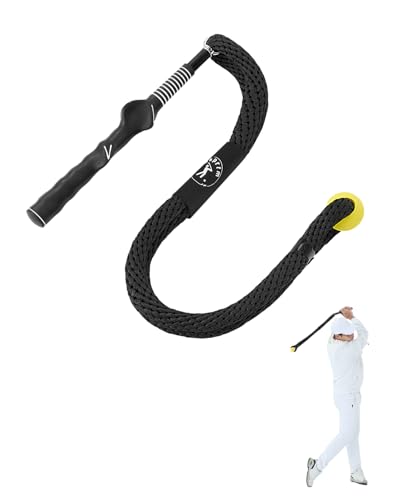 Golf Rope Swing Trainer, Professional Golf Swing Rope Training Aid to Improve Speed, Tempo, Rhythm, Flexibility and Strength, Golf Warm-Up Practice Equipment for Golfers of All Levels - color: Black-A
