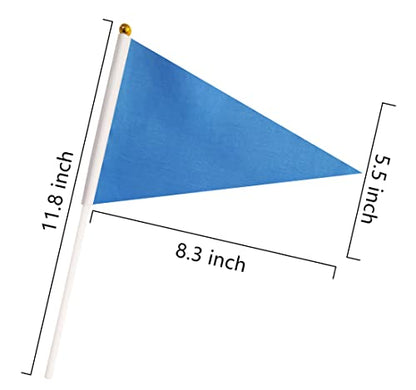 50 Pack Blue Pennant Small Mini Flags On Sticks,Hand Held Solid Blue Pennant DIY Graffiti Flag,Party Events Celebration,School,Grand Opening,Kids Birthday,Sports Clubs,Flower Pot - color: Blue