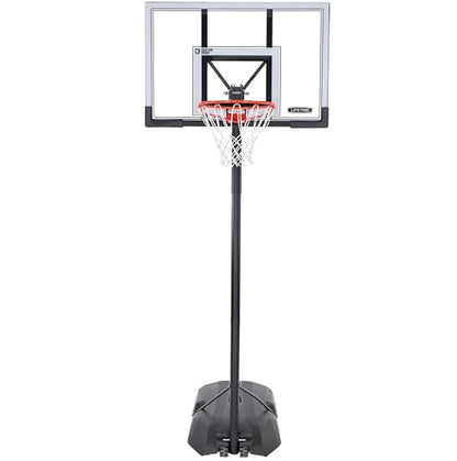 Lifetime Portable Basketball Hoop, 50 Inch Shatterproof Fusion Backboard, Adjustable Height 8-10 Ft, Broomstick Adjust, Base with Wheels, Slam-It Rim