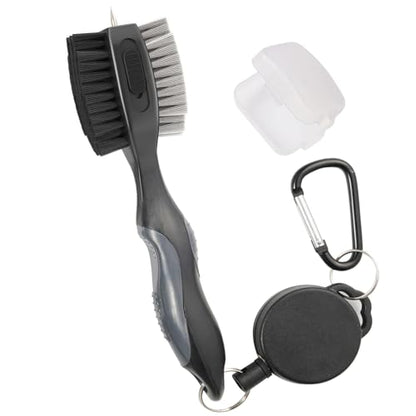 Golf Club Brushes, Golf Cleaning Tool, with Retractable Cleaning Nails, Nylon and Wire Bristles Oversize Double Brush Head with 2ft Retractable Zip-line Metal Buckle