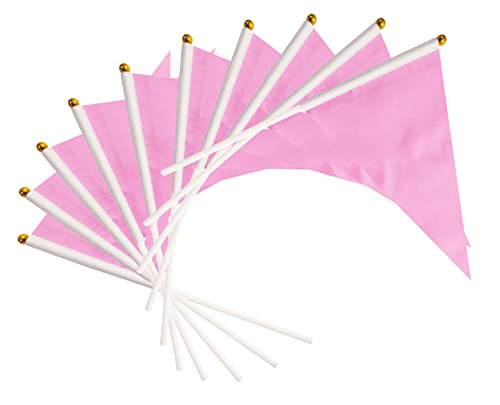 50 Pack Pink Pennant Small Mini Flags On Sticks,Hand Held Solid Pink Pennant DIY Graffiti Flag,Party Events Celebration,School,Grand Opening,Kids Birthday,Sports Clubs,Flower Pot - color: Pink