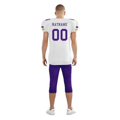 Youth Football Practice Jersey, Custom Blank Kids Practice Football Uniform Sportswear for Boys Training Games - color: Purple Gold White