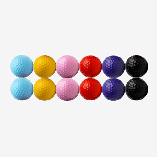 Thorza Colored Golf Balls - Multicolored Set of 6, 12, 24 Mini Golf, Putting Practice and Training - size: Set of 12