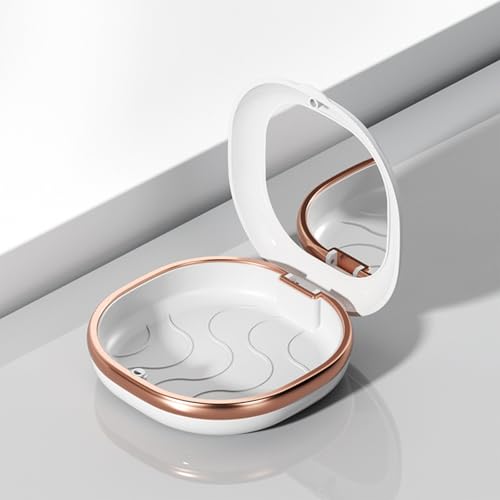 Denture Case with Mirror, Portable Retainer Case for Braces, Mouth Guards, Orthodontic Retainers, Travel-Friendly Denture Box - color: White