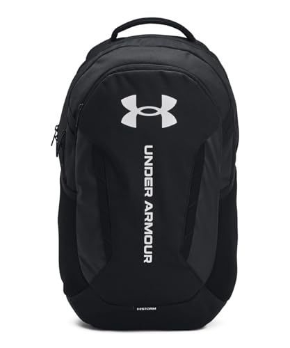 Under Armour Unisex-Adult Hustle 6.0 Backpack - Mens and Womens, (002) Black/Black/White, One Size Fits Most - color: (002) Black / Black / White, size: One Size