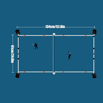 Badminton Court Boundary Lines - 240x528 Inch Court Guide Tape, Visible, Foldable Training Markers | Suitable Beach Volleyball Grass Backyard Games