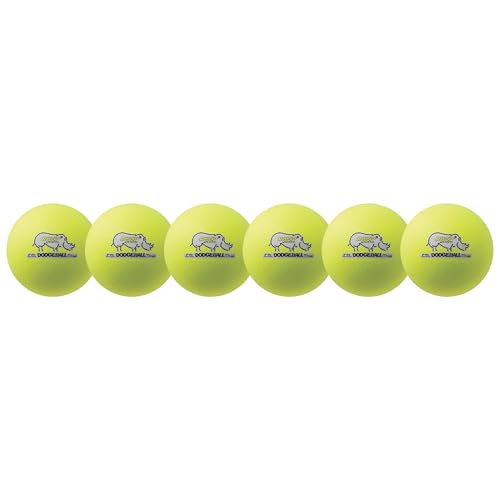Champion Sports® Rhino Skin® Low Bounce Dodgeball Sets & Singles for Playground, PE, Backyard & League Games – Team Sports Equipment for Youth & Adults - color: Neon Yellow, size: 6 Inch - Set of 6 Balls