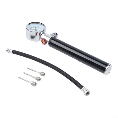 Portable Bike Pump, Aluminum Alloy Tire Inflator with Pressure Gauge, for American and Valves, Basketball Needle Included - size: Basketball model