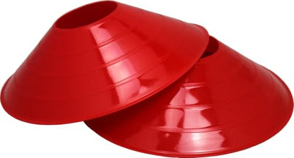 BlueDot Trading Sport Disc Cones High Visibility for Agility Training, Soccer, Football, Field Durable Cone Markers for Adults or Kids (50-Pack), Red