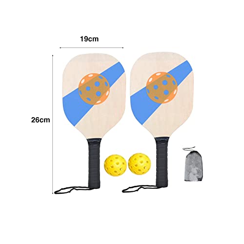 Wooden Set with Cushion Grip Beginner Racket 40cm Long 19cm Wide 2 Paddles 2 s Portable
