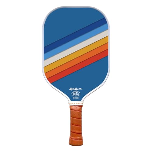 Officially Licensed Pickleball Paddle - USA Pickleball Association Approved Racket - Lightweight Honeycomb Core, Carbon Fiber Exterior, Premium Leather Grip for Comfort - color: The Malibu