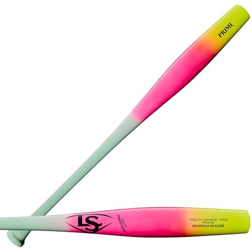 Louisville Slugger Youth Prime TPD1 Torpedo-Shaped Maple Wood Baseball Bats - (28", 29", 30", 31") - color: Neon Fade, size: 31"