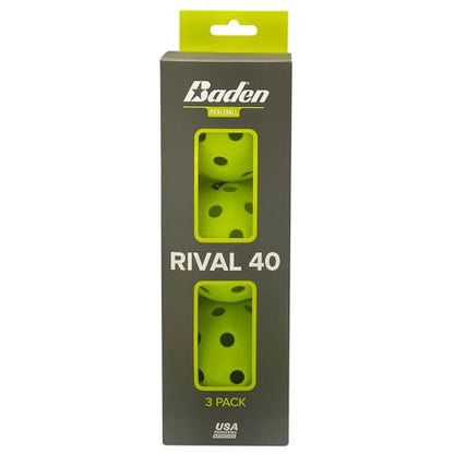 Baden Rival 40 Pickleball Balls | Set of 3 | USAPA Approved | Durable for Consistent Play | Neon Green - color: Neon Green