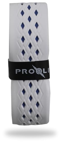 No-Sweat Diamond Grip for Pickleball Paddles, Tennis, Racquetball - color: White w/ Blue Underlay, size: 1-Pack