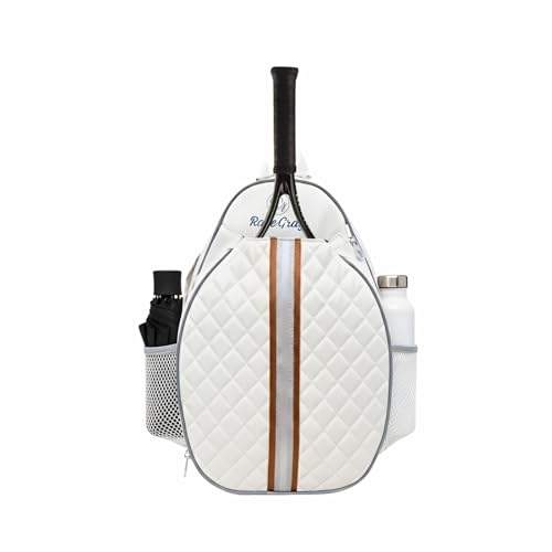 Tennis Bag – Large Capacity Racket Bag for Tennis, Pickleball & Badminton – Water-Resistant & Lightweight - color: WHITE