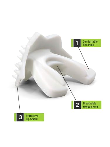 Loudmouth Football Mouth Guard - 3D SpikeSurge Football Mouthpiece with Strap, Fits Adult & Youth, Mouth Guard Football Accessories (White) - color: White