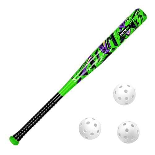 Ortiz34 Bat & Ball Set - Graffiti Plastic Bat & Ball Homerun Set- David Ortiz Backyard Baseball Set for Youth, Kids, Teenagers, Adults (Bat & Ball Set, Blue) - color: Green/Purple, style: Bat & Ball Set