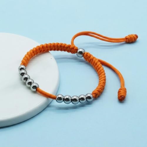 Premium Golf Stainless Steel 10 Bead Score Counter Bracelet, Golf Stroke Count Bracelet, Resizable Easy Adjust Golf Round Scoring Tracker, Durable Stylish Golf Accessory - style: Orange