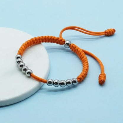 Premium Golf Stainless Steel 10 Bead Score Counter Bracelet, Golf Stroke Count Bracelet, Resizable Easy Adjust Golf Round Scoring Tracker, Durable Stylish Golf Accessory - style: Orange