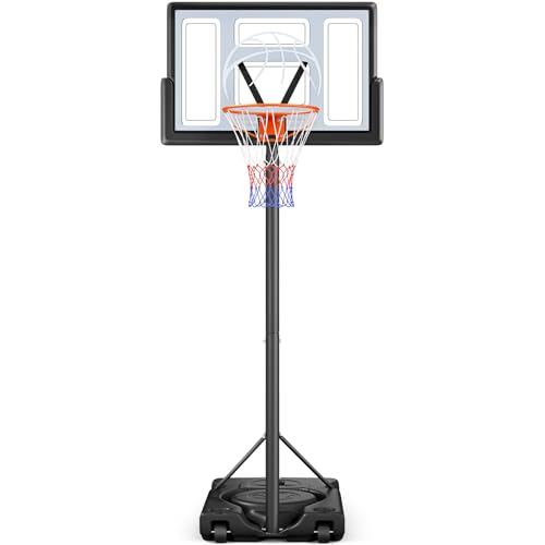 Yohood Basketball Hoop Outdoor 10ft Adjustable, Portable Basketball Hoop Goal System for Kids Youth and Adults in Backyard/Driveway/Indoor, 44 Inch Shatterproof Backboard and Larger Base - style: Gray