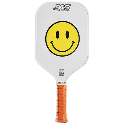 SCS Carbon Fiber Pickleball Paddle – USAPA Approved 2024 – Lightweight, Enhanced Spin, Sure-Grip Handle – Evo-Lite Series for Intermediate Players - color: Happy Paddle