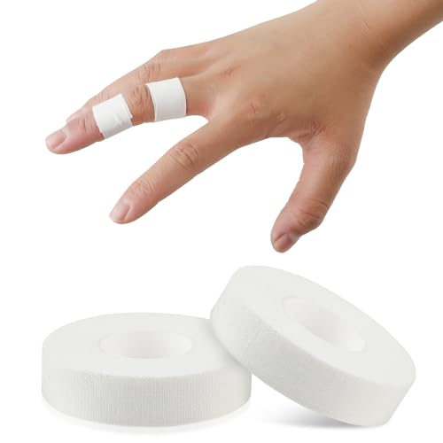 COMNICO Finger Tape, White Extra Strong 0.6-Inch x 32-feet Athletic Tape for Fingers Feet Sweat Volleyball Finger Tape for Outdoor Sports Climbing Football (2) - color: White, size: 2 Rolls