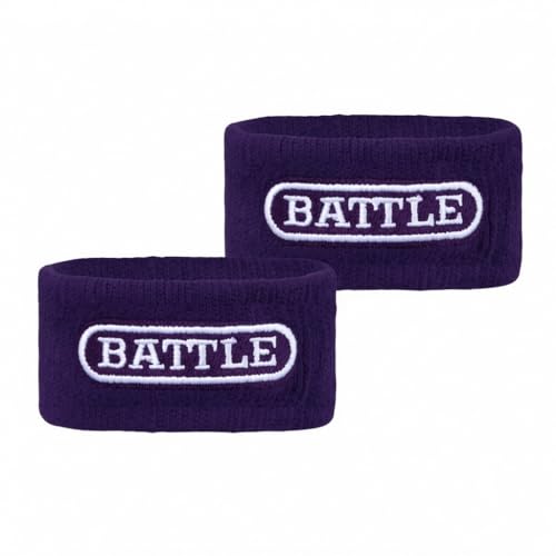 Battle Sports Thick Football Armbands- Wrist Bands for Football, High-Performance Bands with Ultra-Soft Material to Wick Away Sweat and Keep Hands Dry- Includes 2 Wrist Bands - color: Purple