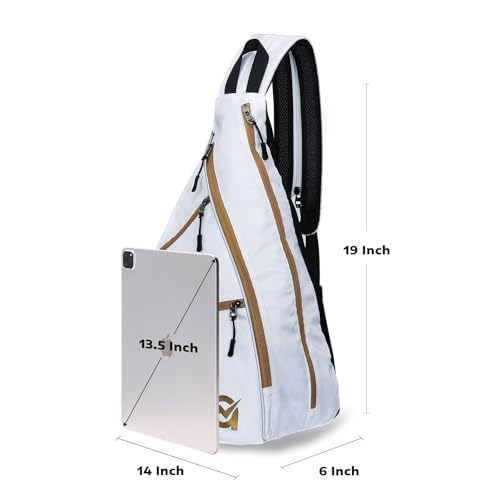 A11N SPORTS Pickleball Bag, Reversible Crossbody Sling Bag/Backpack for Women Men - color: White& Gold