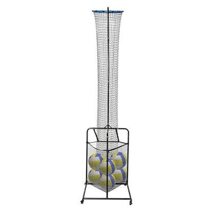 Volleyball Training Net with Ball Bag,Setter Target Net Rebounder,Practice Serve Spike Collect System,Adjustable Height Indoor Outdoor Solo Aid,Foldable Cart Storage for Club School Home Drills