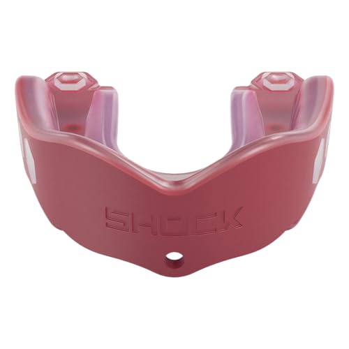 Shock Doctor Mouth Guard Sports, Hockey, Lacrosse, Baseball, Wrestling Moutguard, Gel Max Heavy Duty Protection & Custom Fit, Football Mouth Guard with Strap, Adult & Youth Mouthguard - color: Maroon, size: Youth, style: Non-flavored