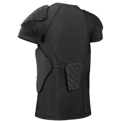 TUOY Youth Boys Padded Protective Shirts Paddded Compression Shirts for Football Paintball Baseball - color: Black, size: Large