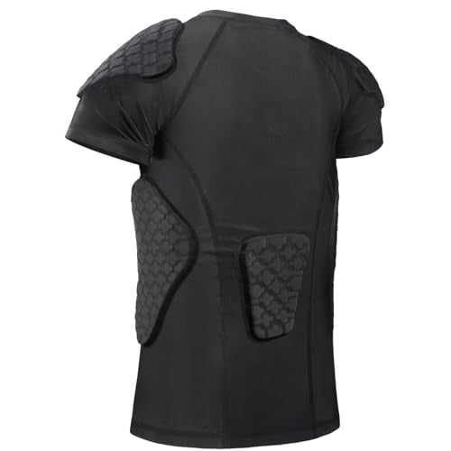 TUOY Youth Boys Padded Protective Shirts Paddded Compression Shirts for Football Paintball Baseball - color: Black, size: Medium