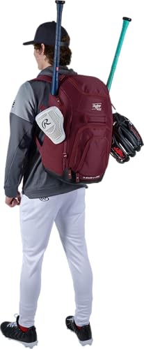 Rawlings | FRANCHISE 2.0 Player's Backpack | Baseball/Softball | Rec/Travel | Multiple Styles | Baseball/Softball - color: MAROON
