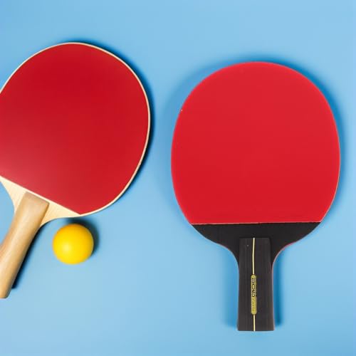 FUOYLOO Table Tennis Paddle Set for Students with 1 Long and 1 Short Pure Wood Rackets, 3 Ping Pong Balls, Anti-Slip Handles, Portable Trainer Kit for Home and Outdoor Sports