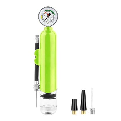 Ball Pump with Pressure Gauge, Dual Action Air Pump for Balls with Needle and Extension Hose, Hand Pump Air Inflation for Basketball, Soccer Ball, Football, Volleyball, Rugby - color: Green