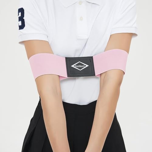 Scott Edward Pro Golf Swing Training Aid,Swing Correcting Arm Band Correct Training Swing Gesture Alignment Practice Tool for Golf Beginners,Woman,Girl,Female(Pink)