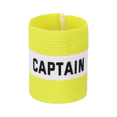 Captain Armband Soccer Captain Arm Bands Elastic Adjustable Leader Armbands Team Sport Rugby Player Band for Football - color: Yellow/White, size: 4.1x3.4 Inch
